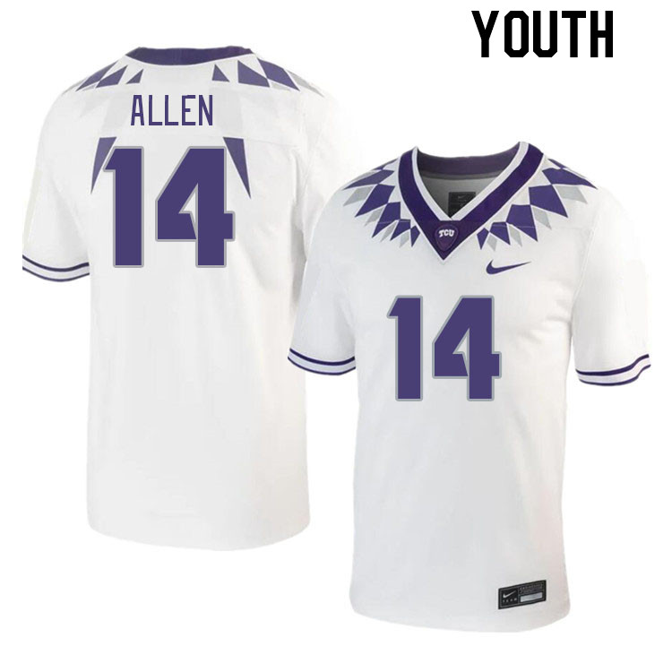 Youth #14 DJ Allen TCU Horned Frogs 2023 College Footbal Jerseys Stitched-White